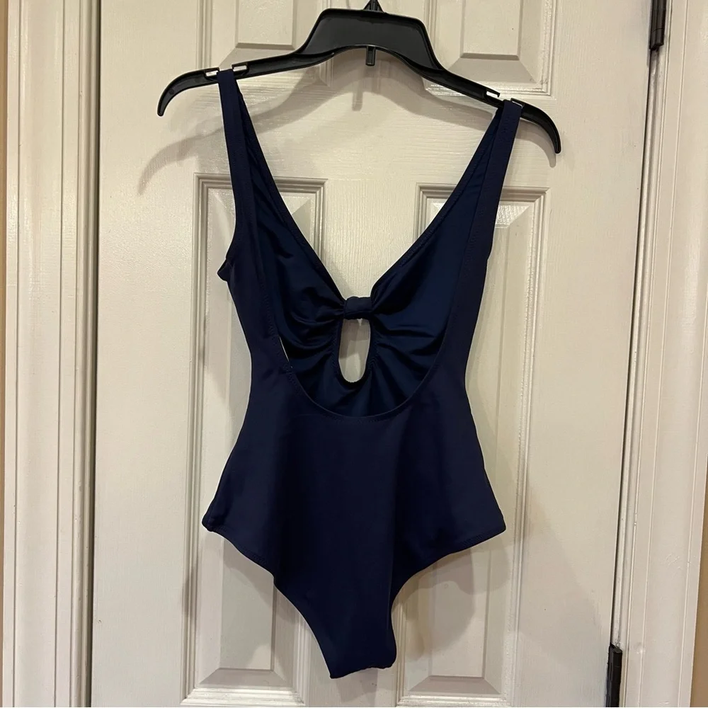 Eberjey So Solid Calysta One Piece Swimsuit Cut Out Navy Size Small